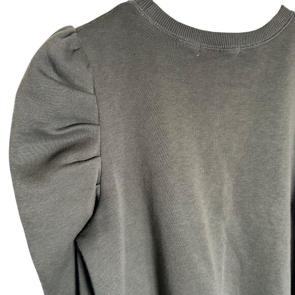 Rebecca Minkoff Janine Puff Sleeve Sweatshirt in Olive Green Small Cotton Blend - Picture 7 of 13